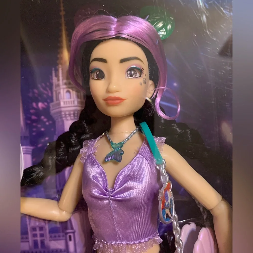 Disney Ariel Doll in Purple and Black Ensemble - Picture 9 of 14